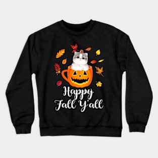 Happy Fall Y'all Cat Autumn Crewneck Sweatshirt